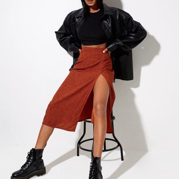 Leopard slit hip wrap skirt S M L XL - Picture 3 of 3